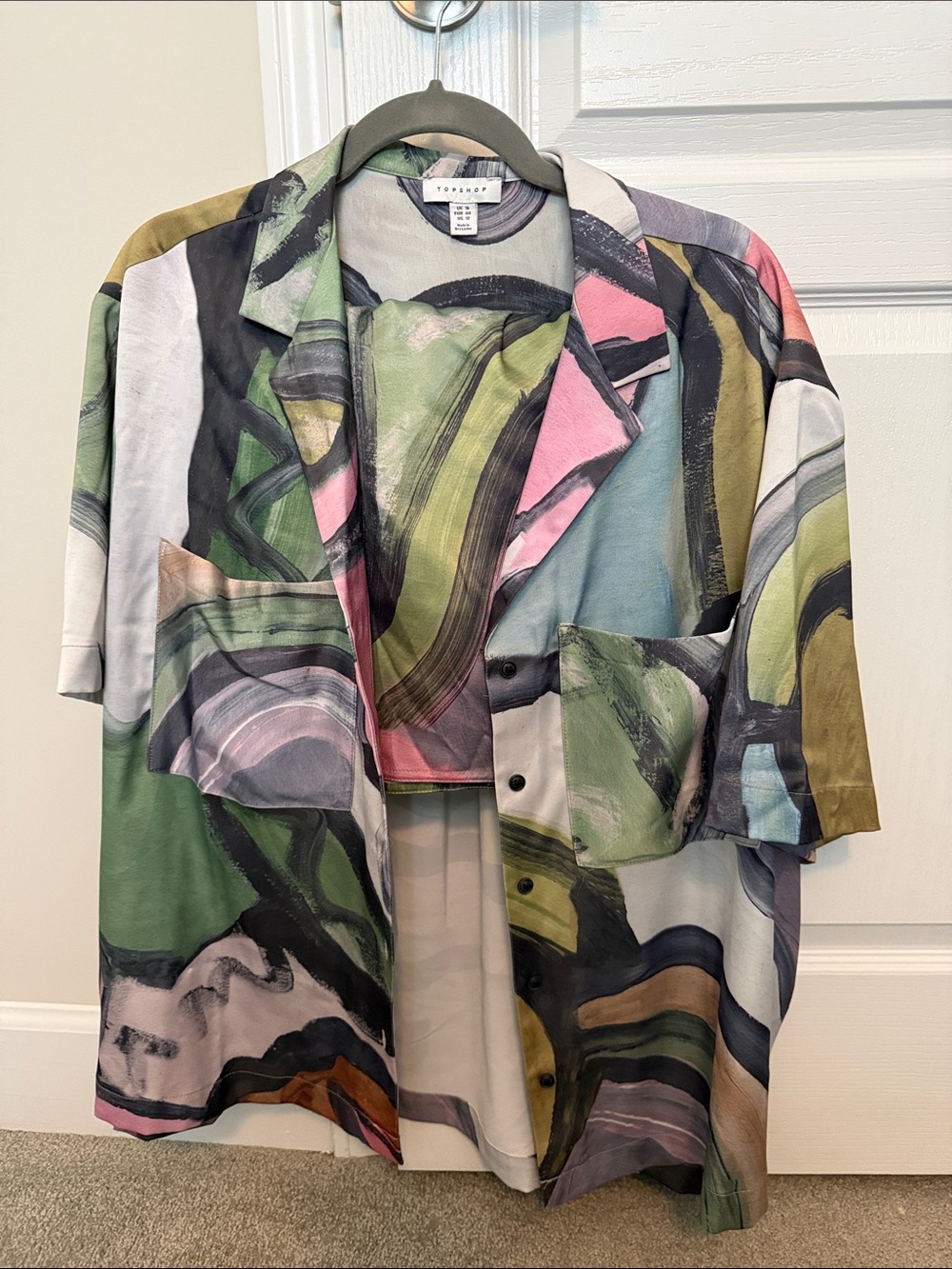 Topshop Multicolor Abstract Print Short Sleeve Shirt